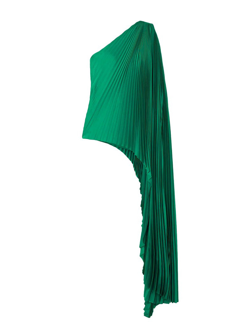 Elegant One-Shoulder Asymmetrical Pleated Satin Top