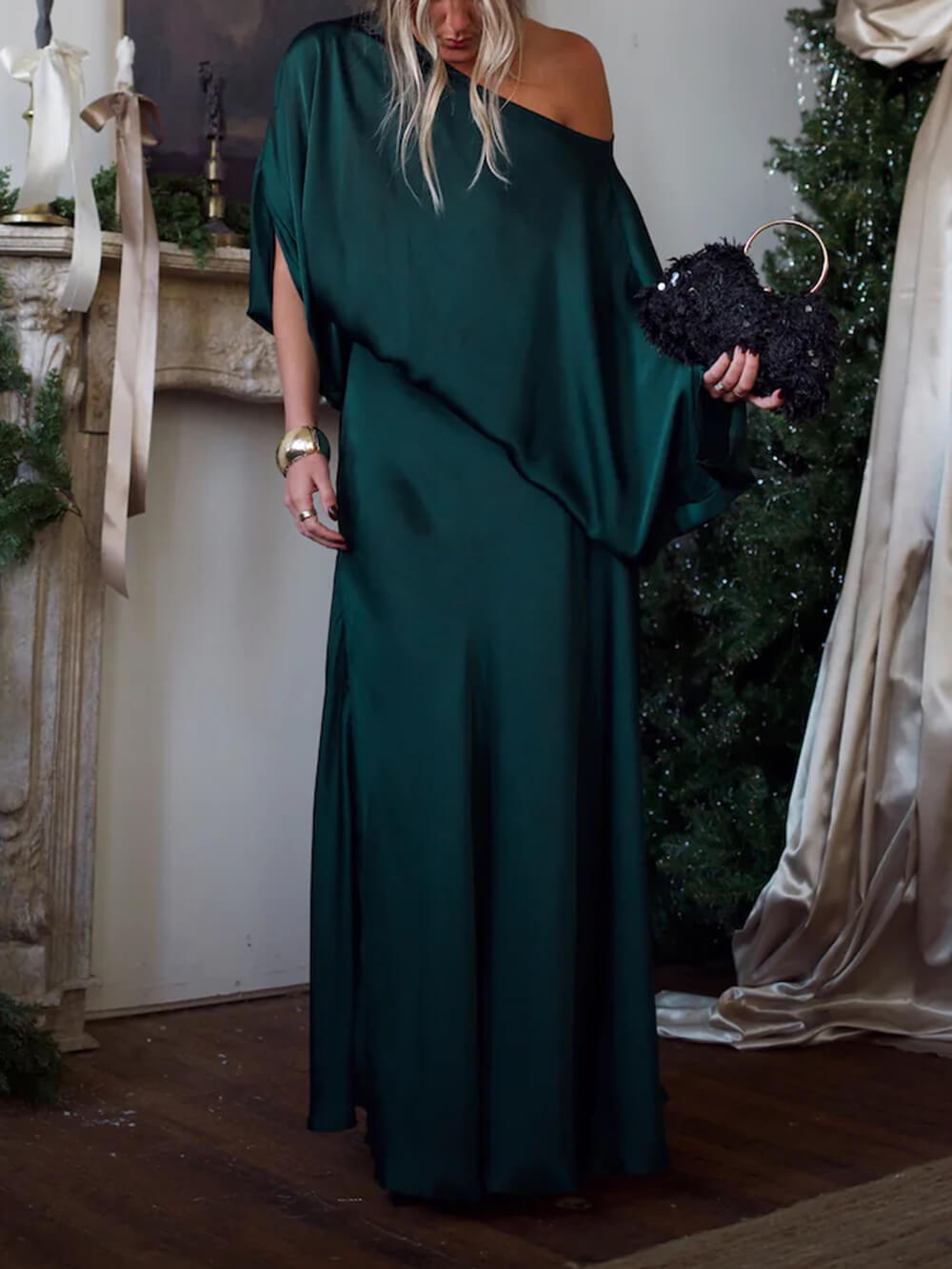 Exquisite Satin High-Waisted Maxi Skirt