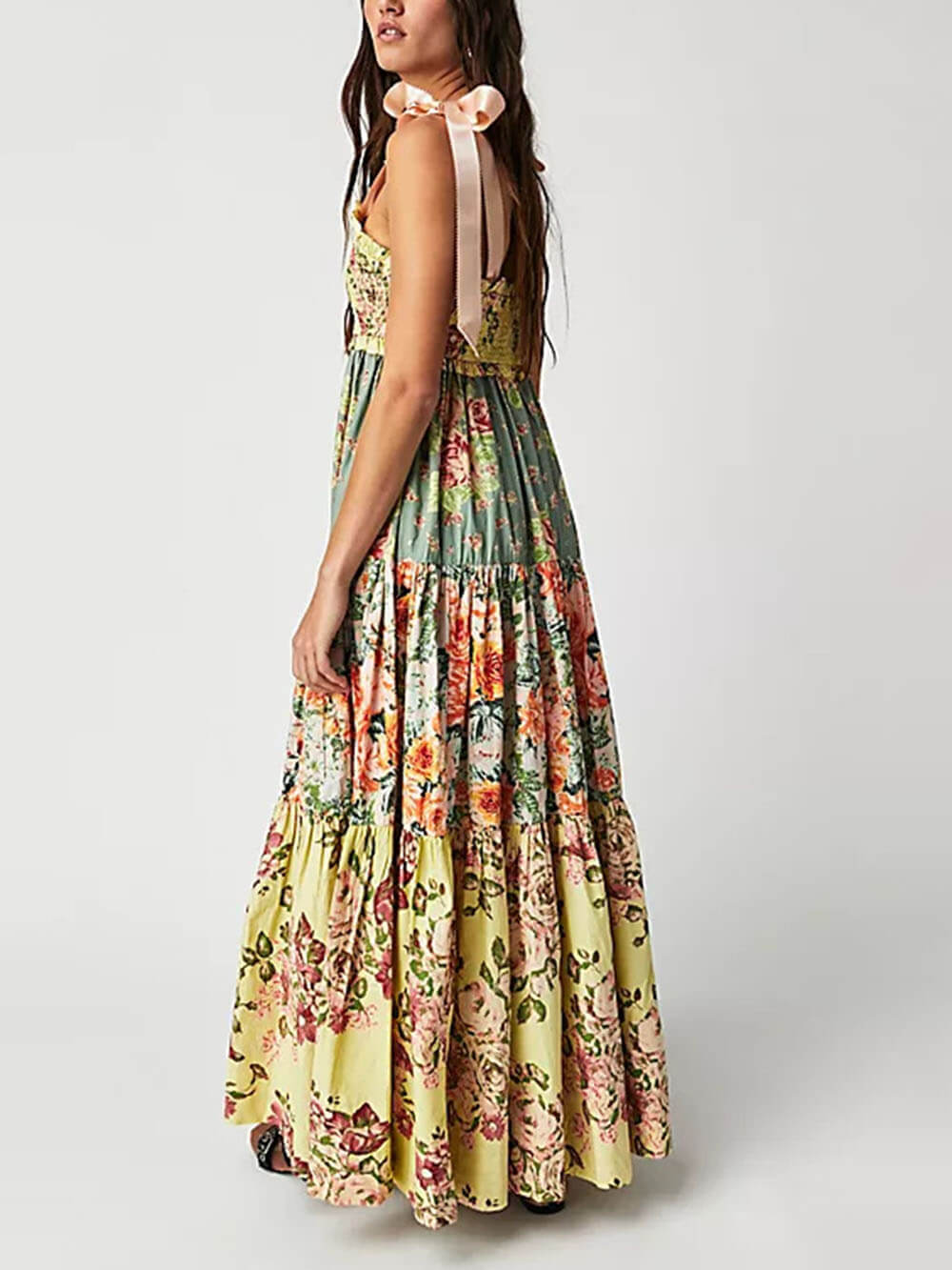 Classic French Fashion Floral Print Slip Dress