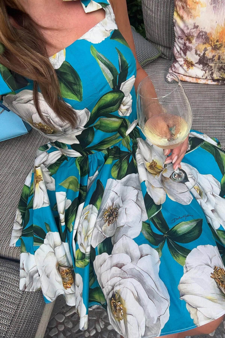 Exquisite Floral Print Corset Mini Dress