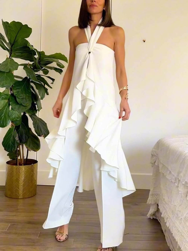 Classic High-Waist Pockets Wide-Leg Pants
