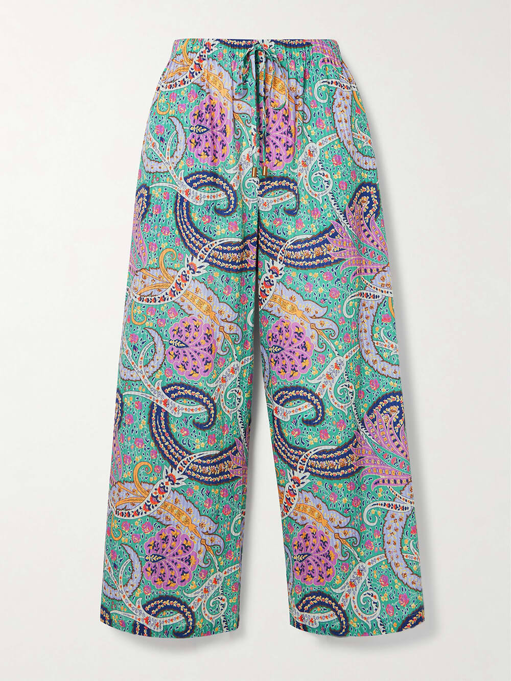 Unique Paisley Print Elastic Waist Loose Wide-Leg Pants