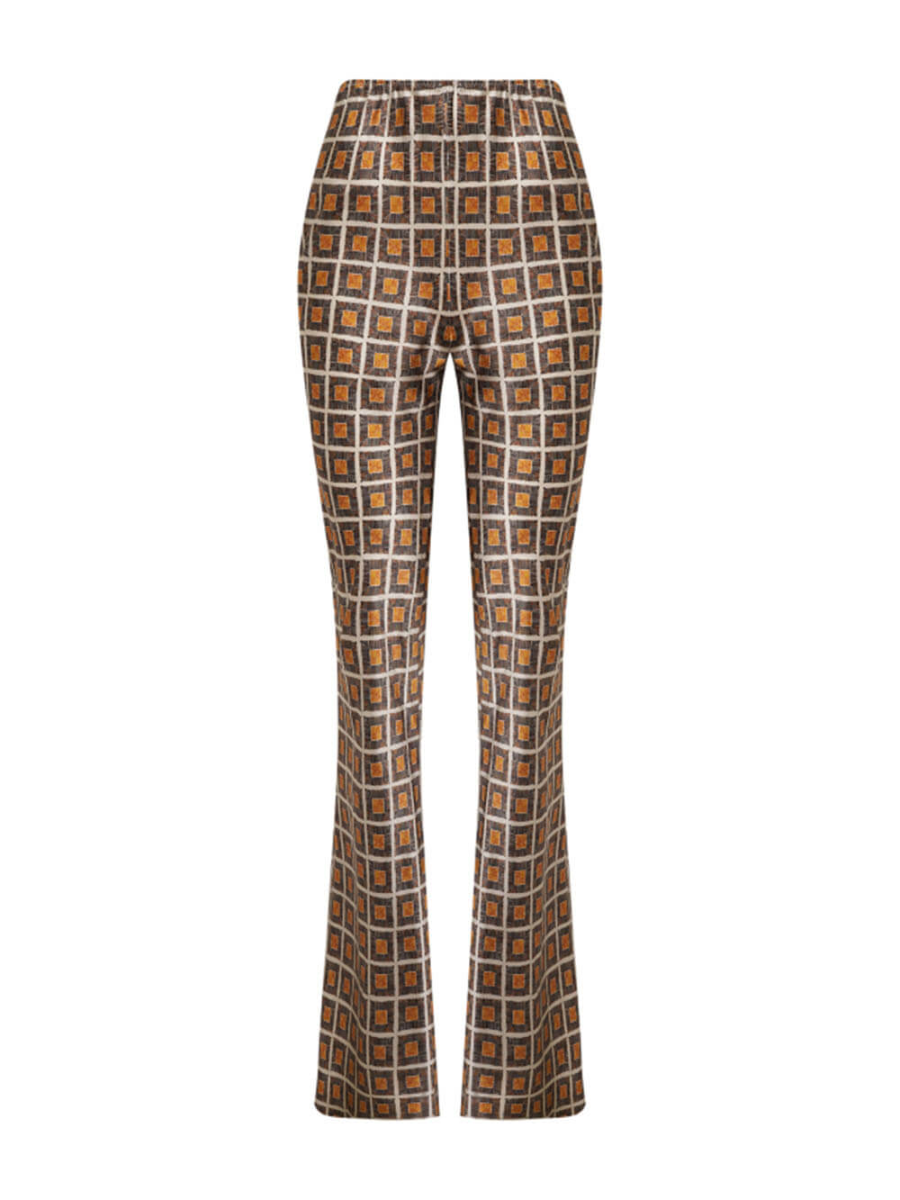 Unique Pattern Print Elastic Waist Slightly Flared Pants