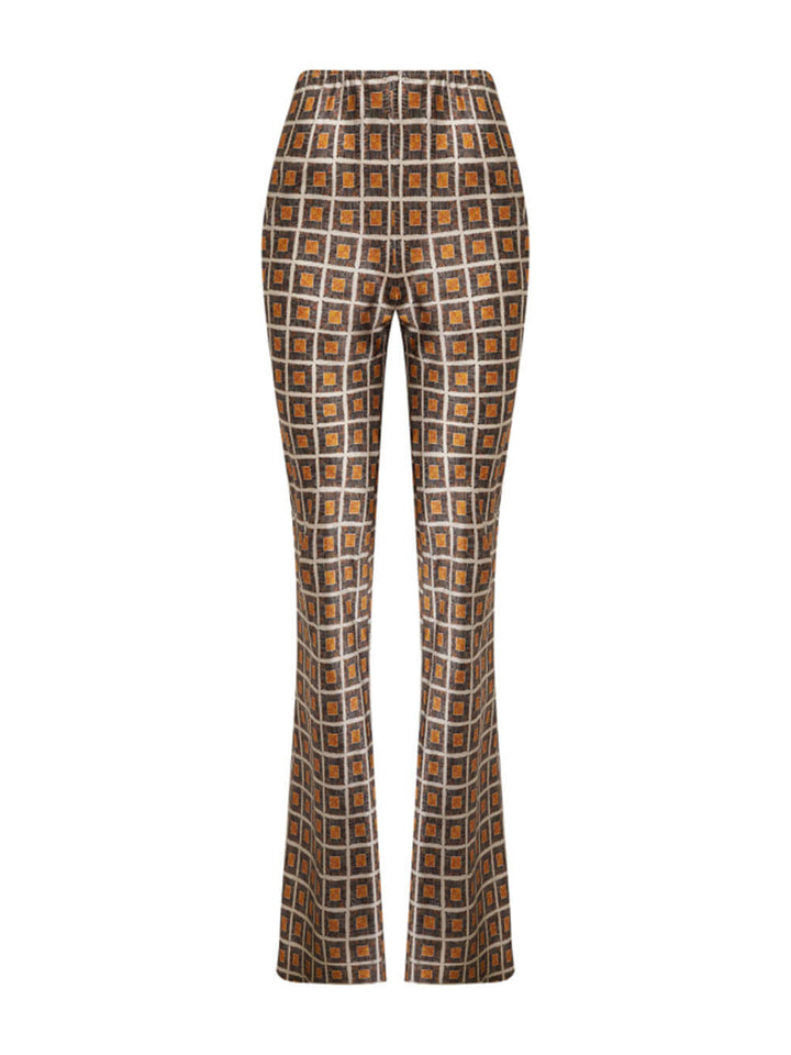 Unique Pattern Print Elastic Waist Slightly Flared Pants