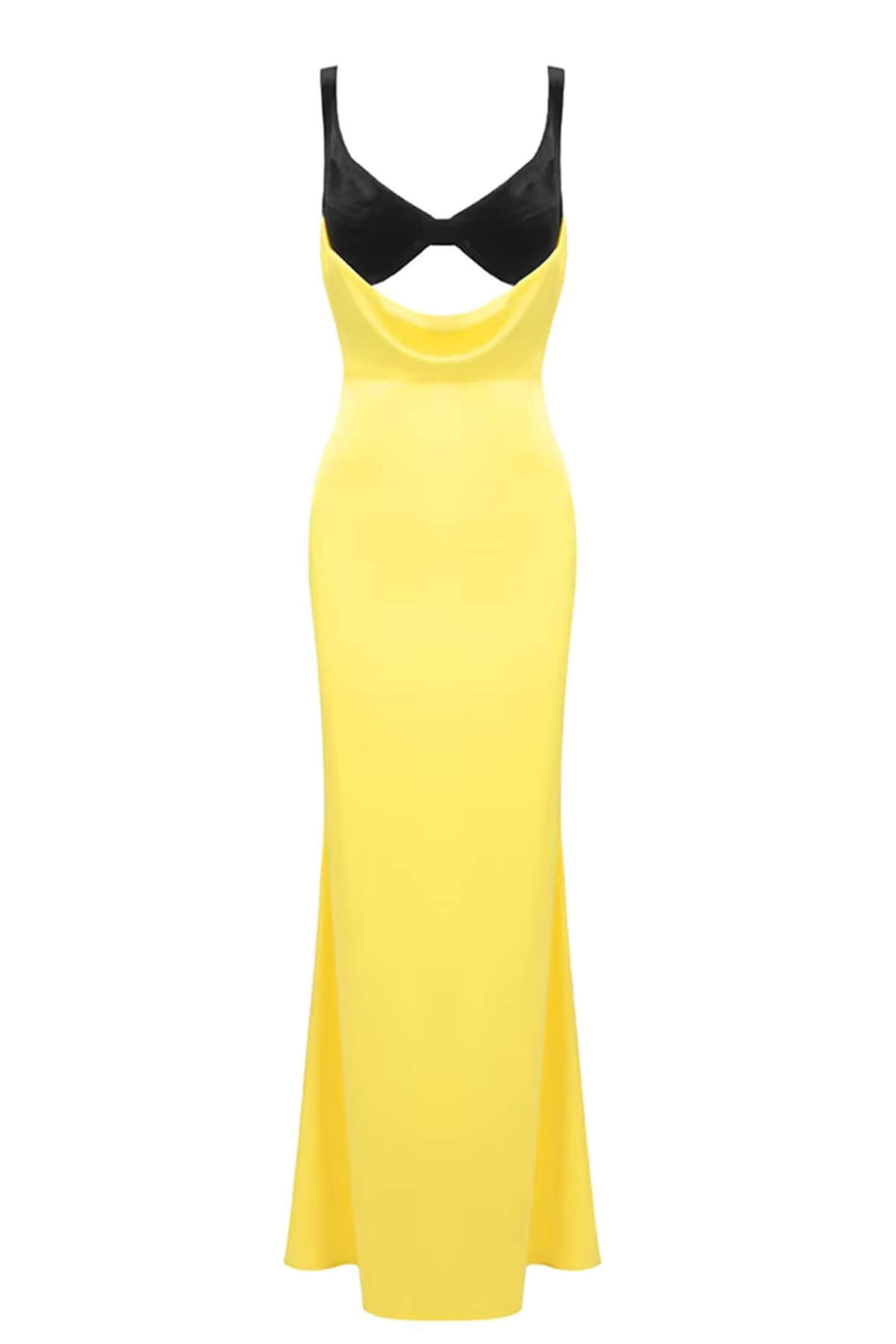Elegant Colorblock Draped Bustier Maxi Dress