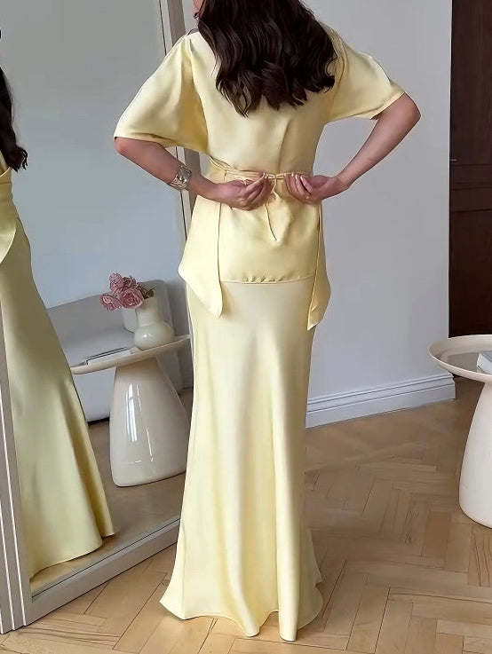 Elegant Draped Asymmetric Satin Shirt