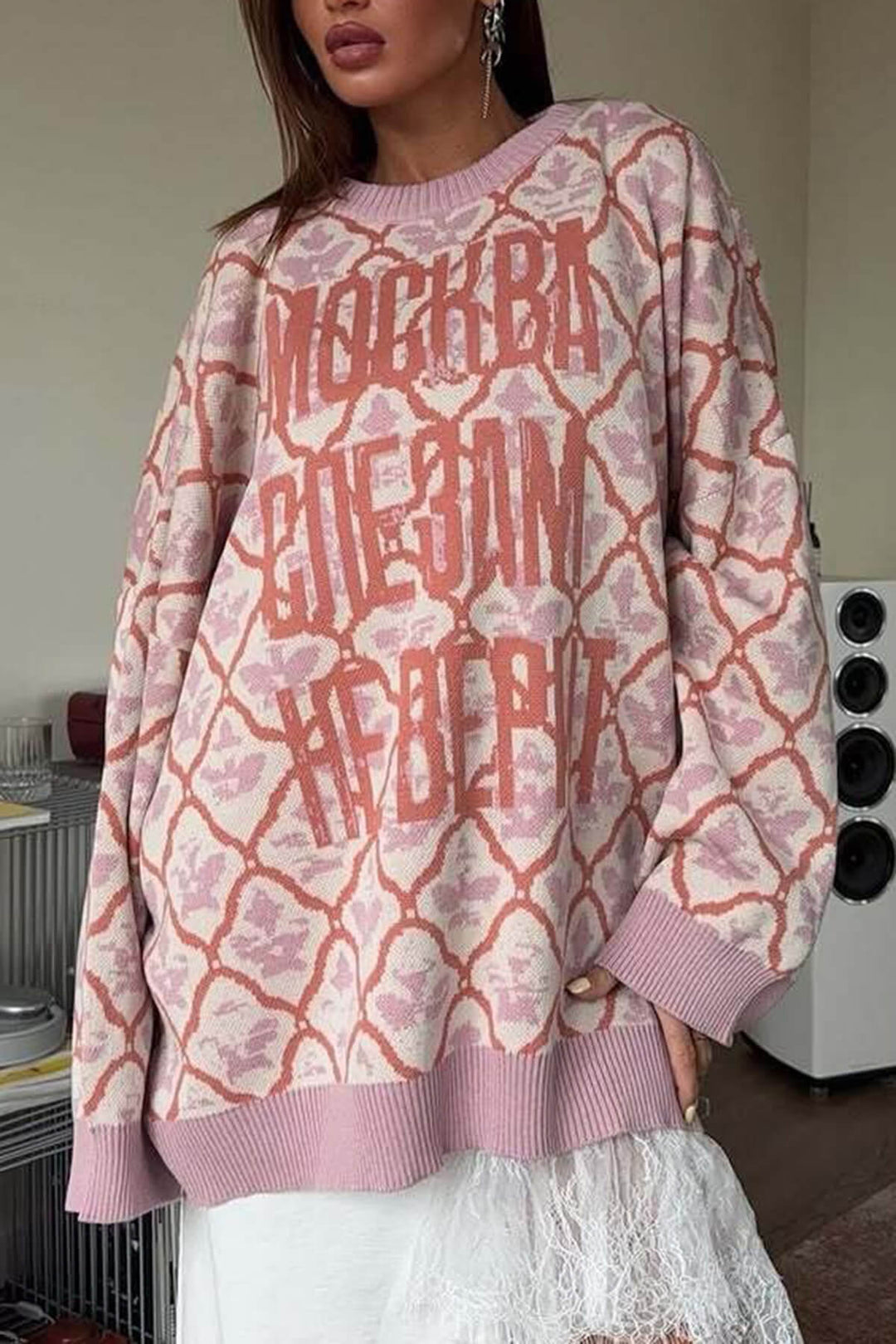 Casual Lace-trimmed Elastic Waist Loose Fit Midi Skirt