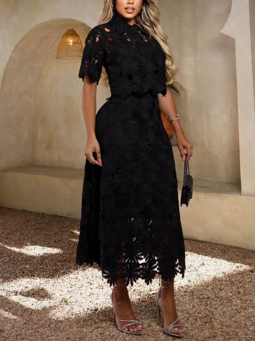 Elegant Lace Midi Skirt