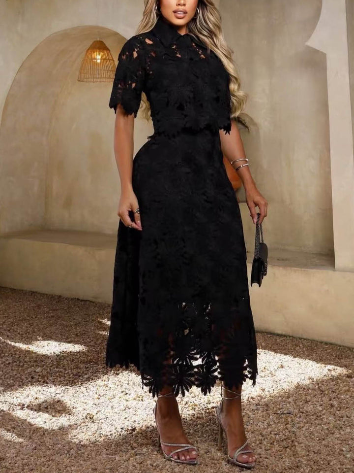 Elegant Lace Midi Skirt