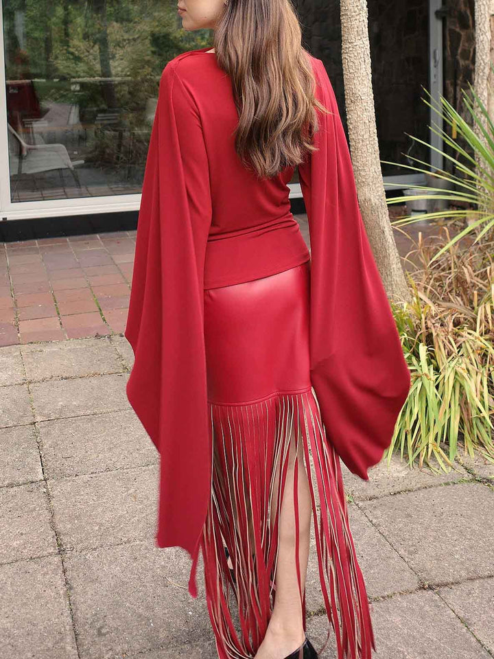 Elegant Asymmetric Draped Long-Sleeved Top