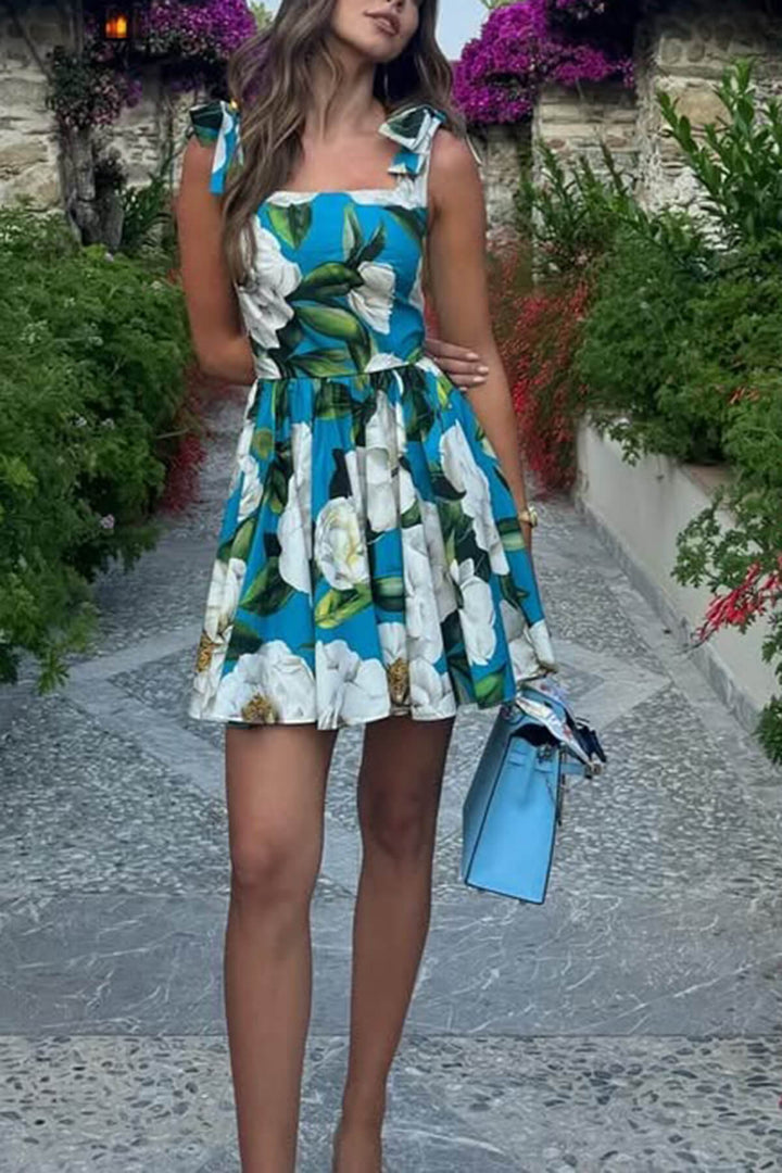 Exquisite Floral Print Corset Mini Dress