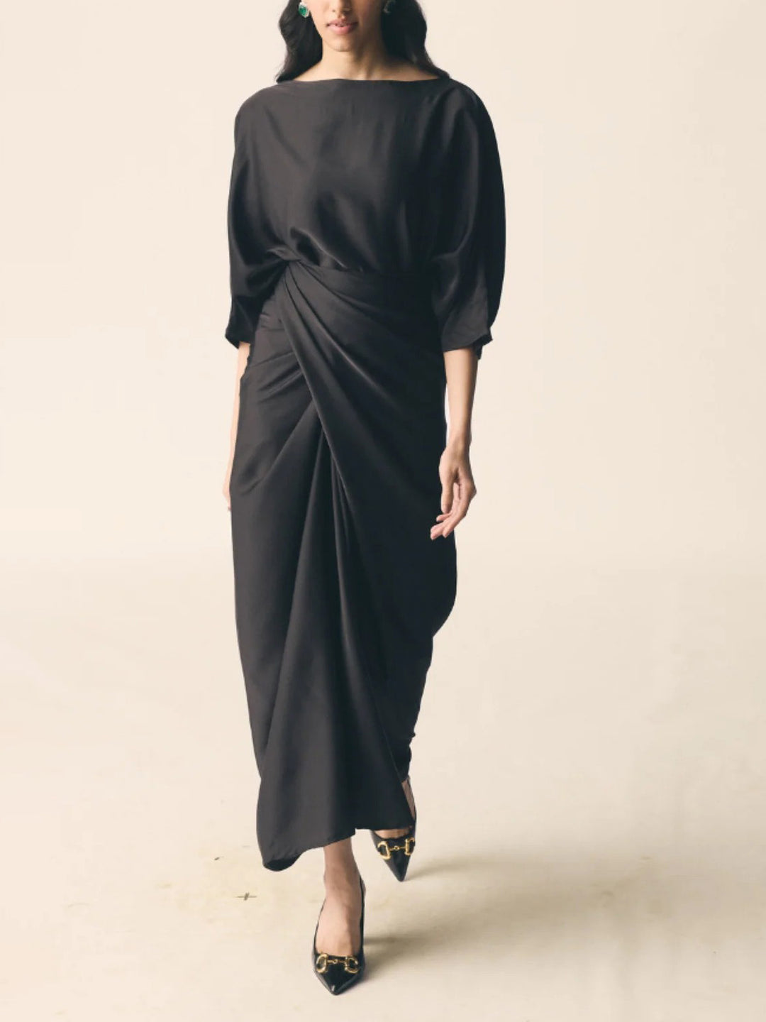 Elegant Pleated Long Dress Two-piece Set