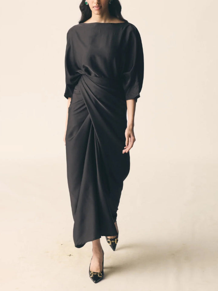 Elegant Pleated Long Dress Two-piece Set