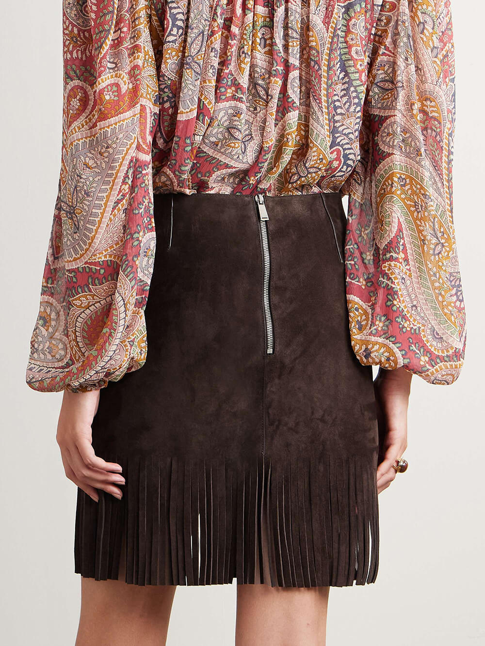 Elegant Paisley Print Chiffon Loose Shirt