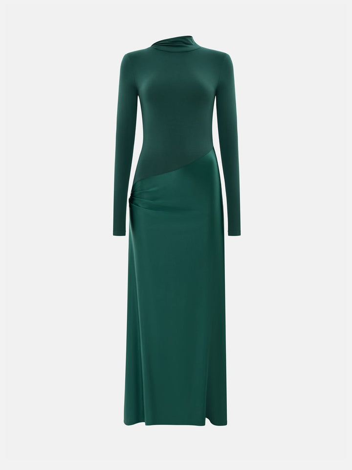 Elegant Asymmetrical Neckline Fitted Maxi Dress