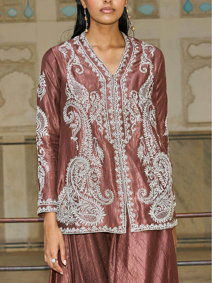 Unique Paisley Pattern V-Neck Loose Top And Pleated Harem Wide-Leg Pants Set