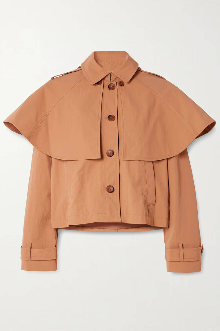 Delicate Cape-Effect Crinkled-Shell Jacket