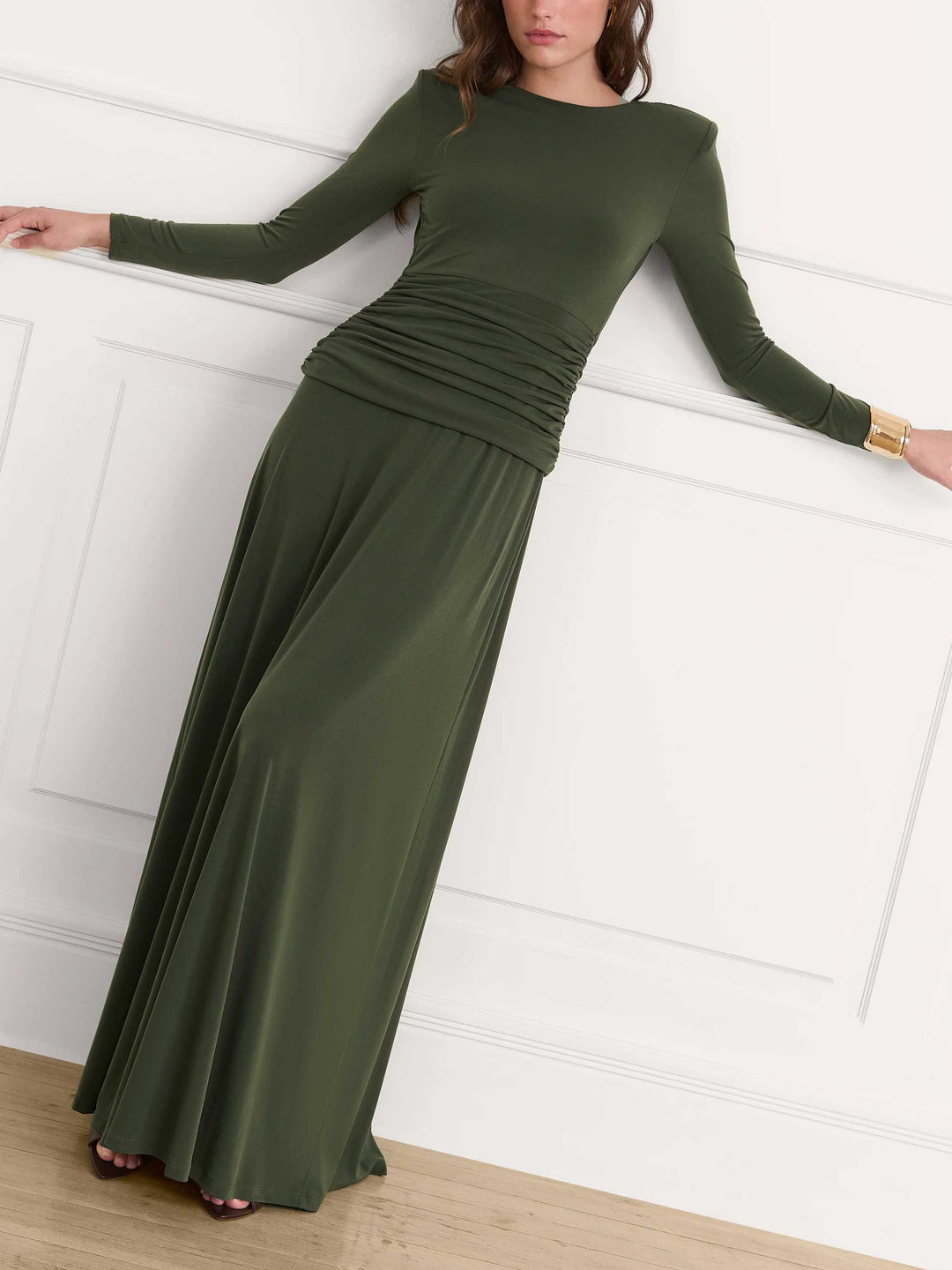 Elegant Draped Reversible Maxi Dress