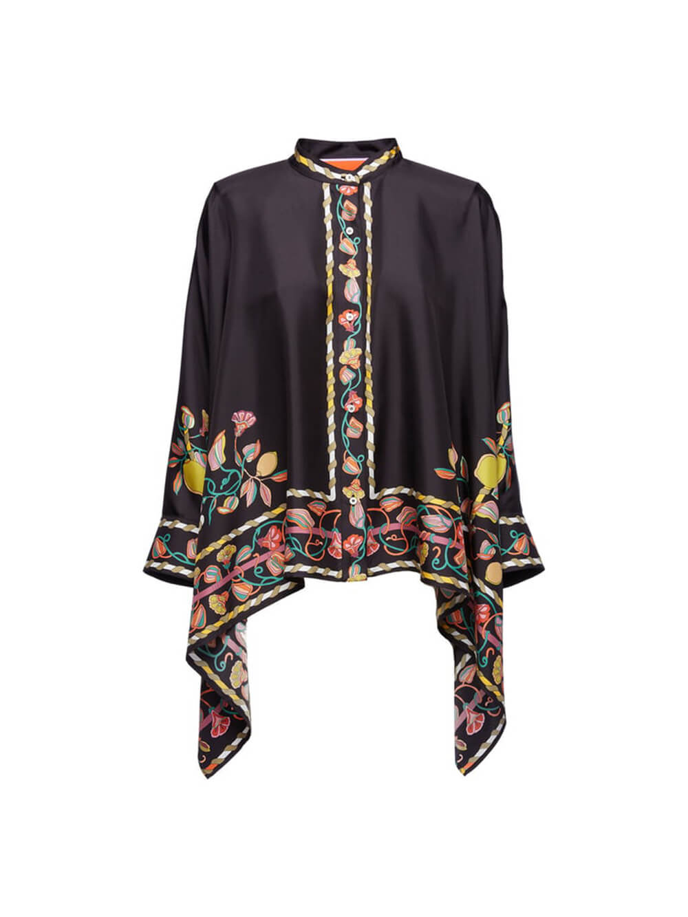 Unique Asymmetrical Floral Print Oversized Shirt