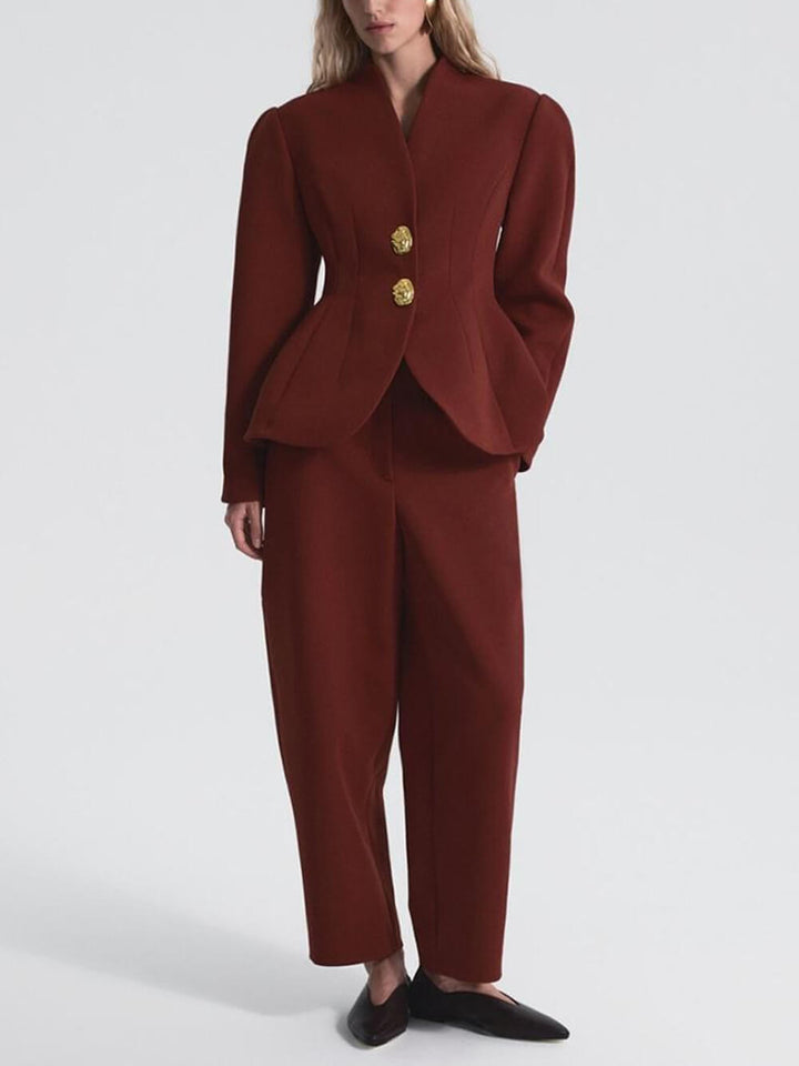 Exquisite Burgundy Slim Pocket Pants