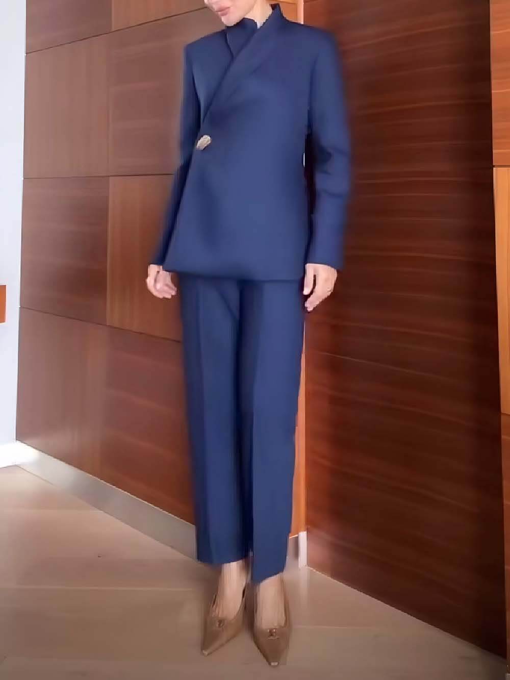 Fashionable High Waist Pocketed Straight Leg Pencil Pants