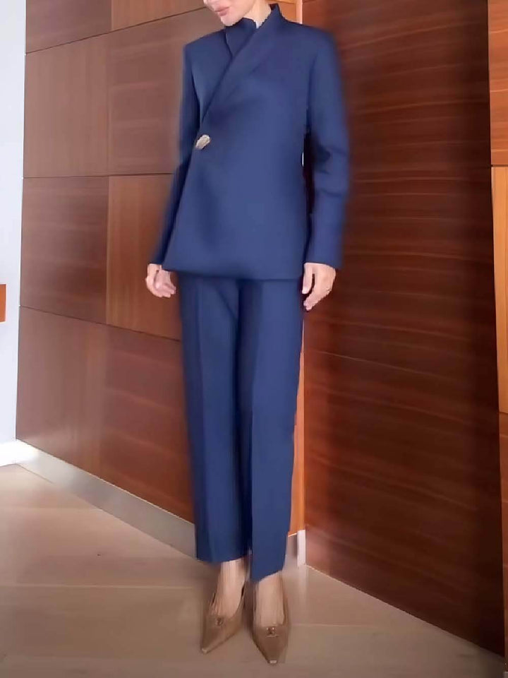 Fashionable High Waist Pocketed Straight Leg Pencil Pants