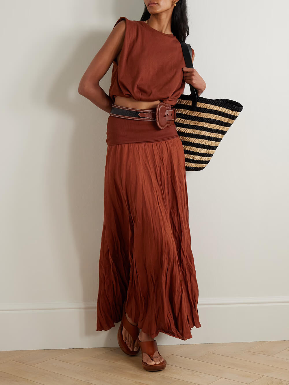 Fashion Casual Ruched Knit Crop T-Shirt