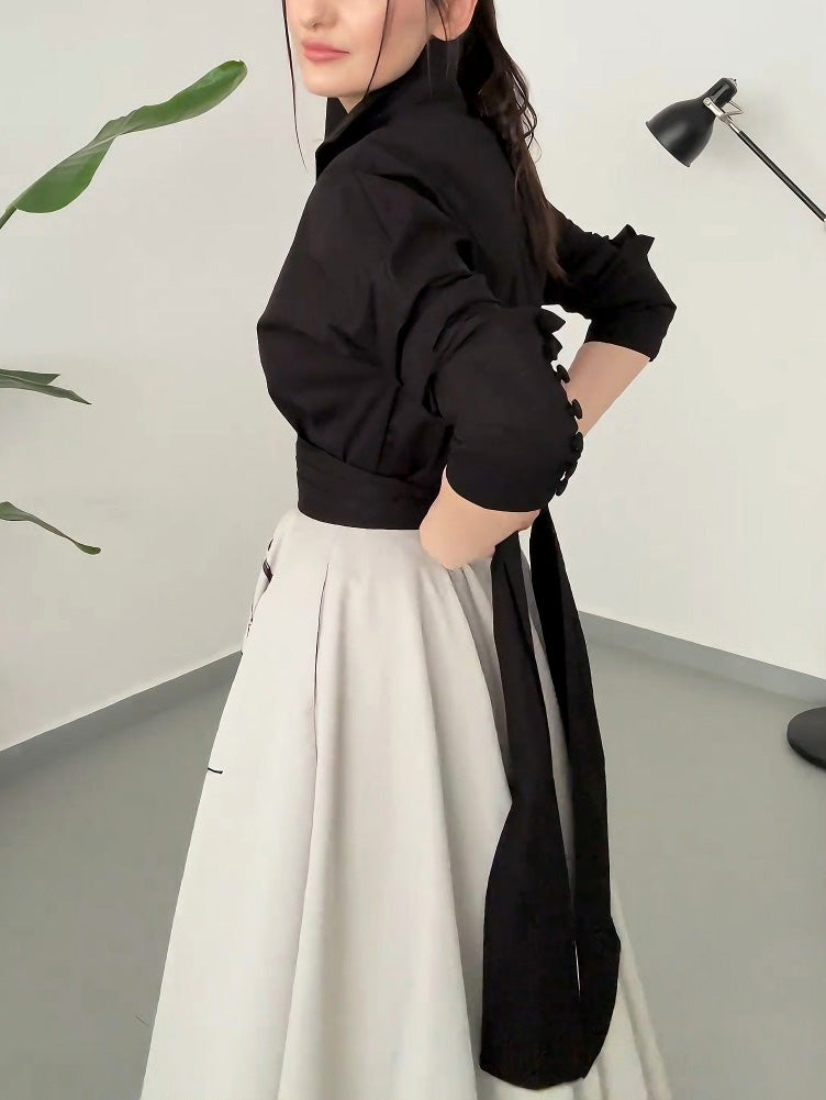 Modern Art Abstract Print A-line Maxi Skirt Two-piece Set