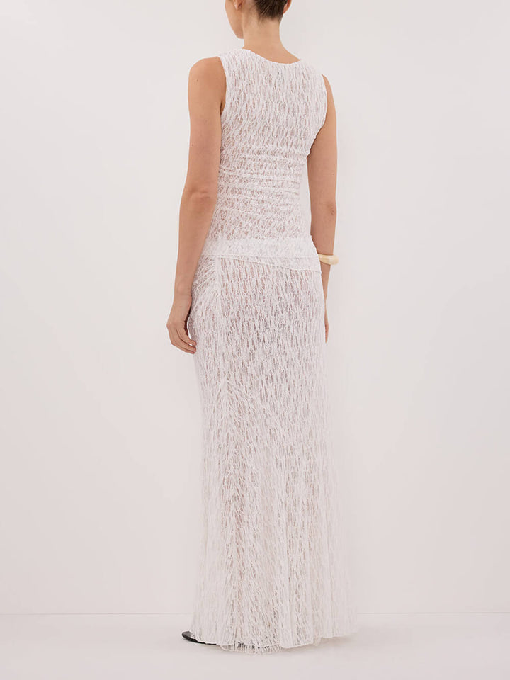 Delicate White Sleeveless Lace Tank Top