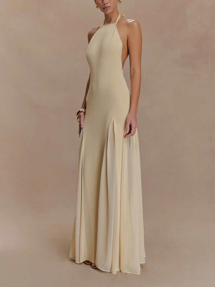 Exquisite Sexy Knit Mesh Splice Spaghetti Strap Maxi Dress