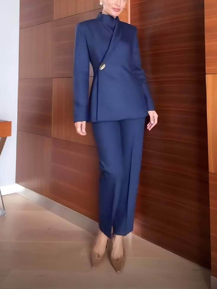 Fashionable High Waist Pocketed Straight Leg Pencil Pants