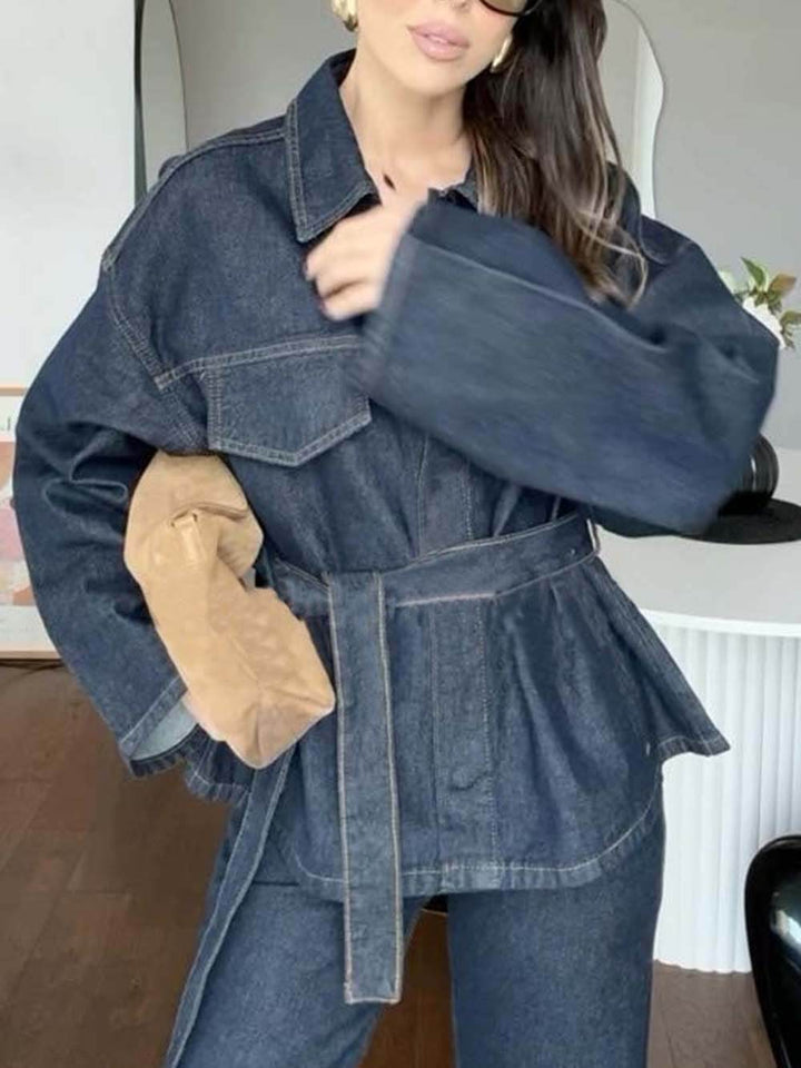 Classic Fashion Workwear Style Denim High Rise Pocket Straight Leg Jeans