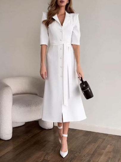 Elegant Single-Breasted Shirt Midi Dress
