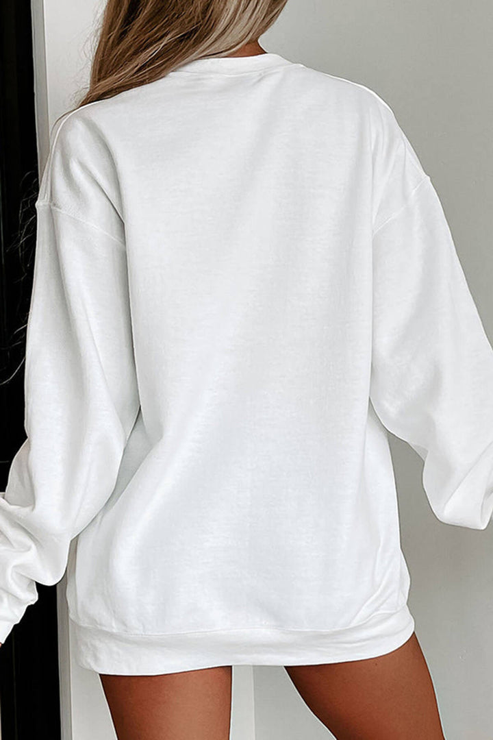 Sequined Bow Christmas Crew Neck Long-sleeved Loose Sweatshirt