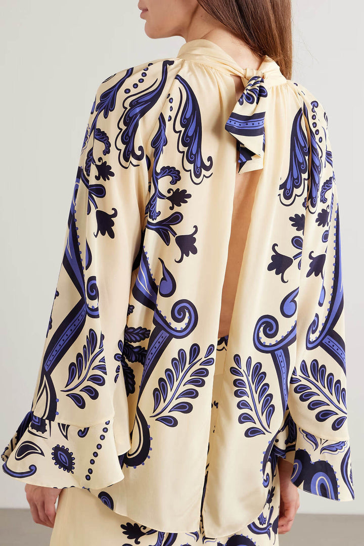 Exquisite Printed Satin A-line Skirt