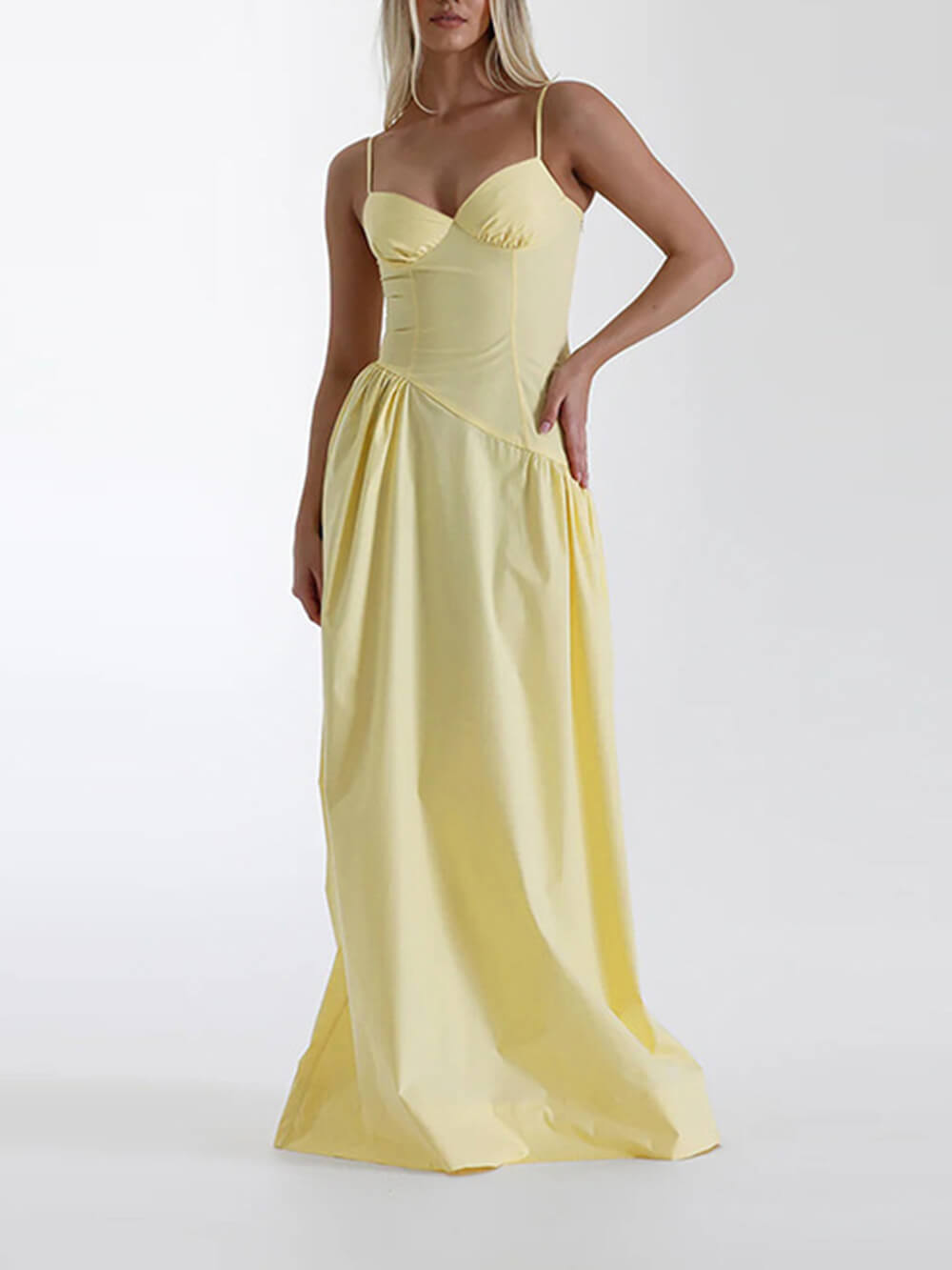 Summer A-Line Fitted Vacation Spaghetti Strap Maxi Dress