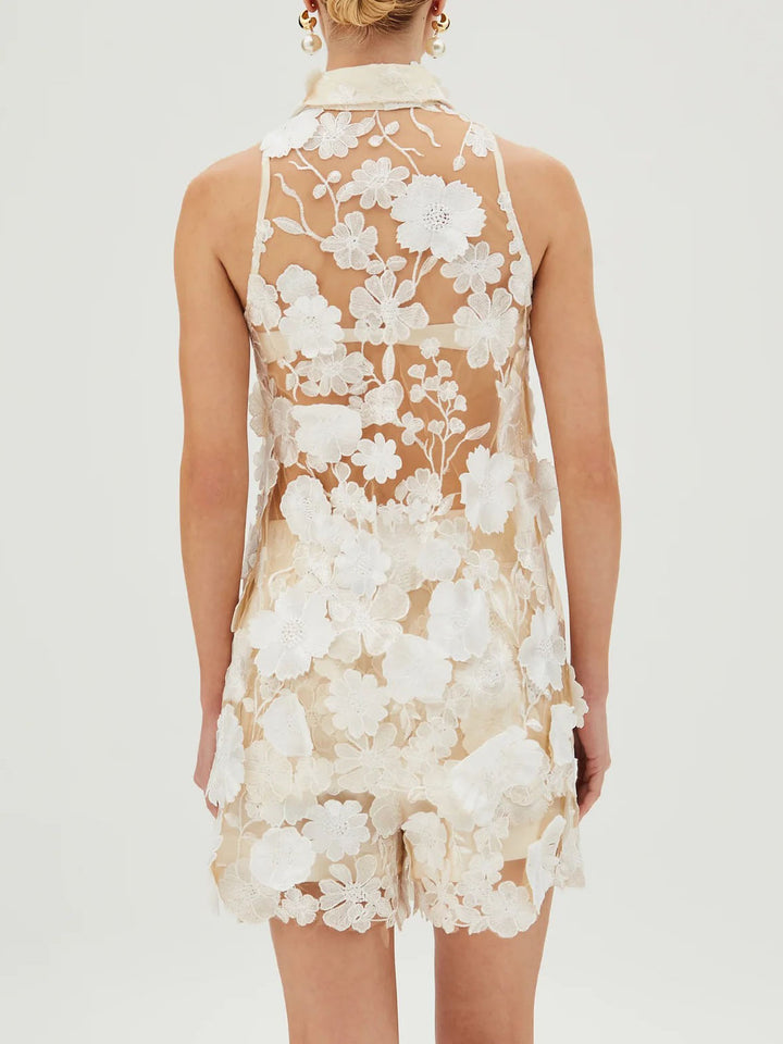 Exquisite 3D Floral Embroidery Tank Top