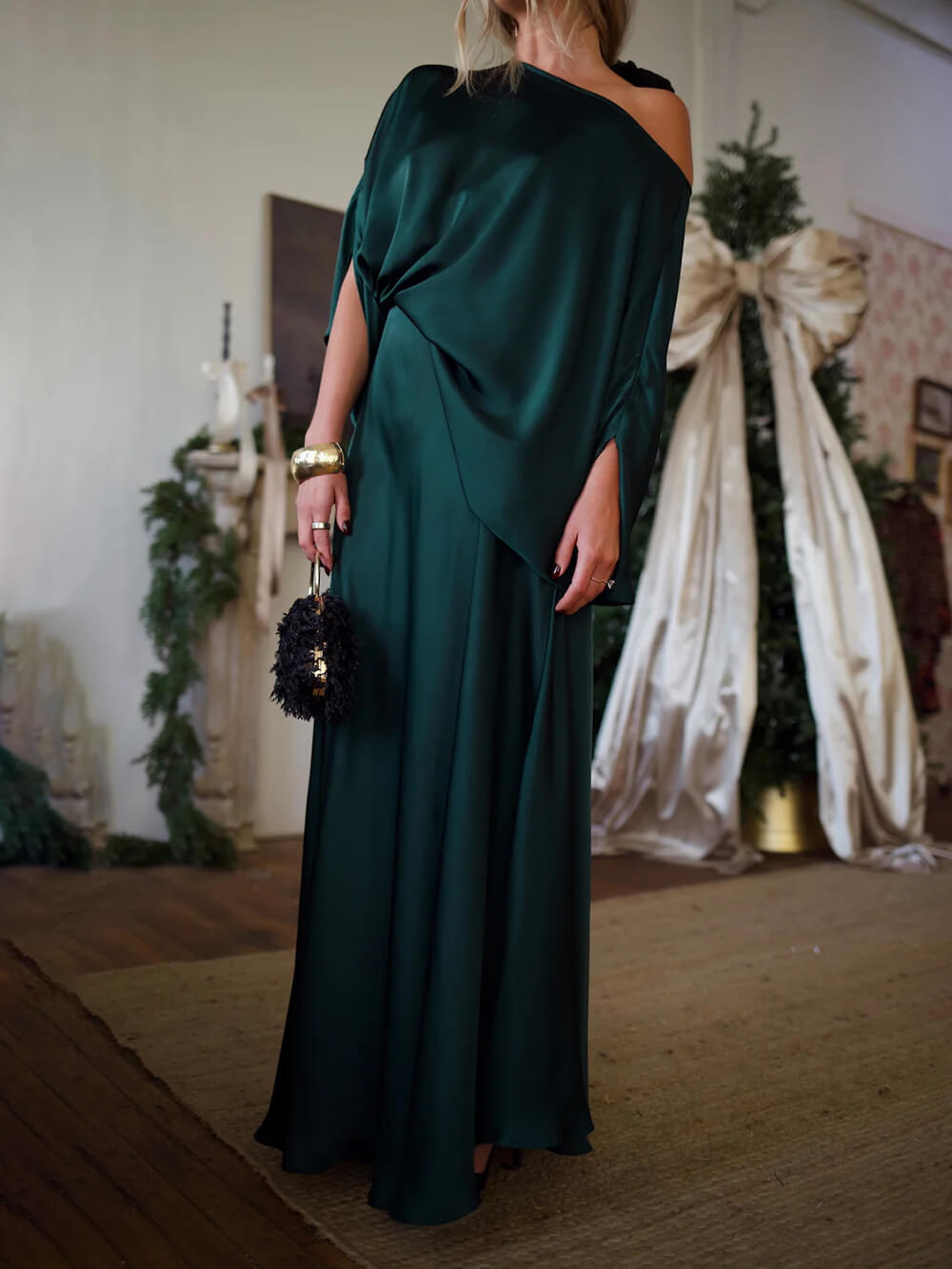 Exquisite Satin High-Waisted Maxi Skirt