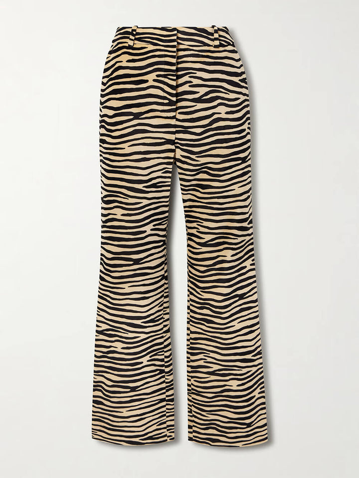 Exquisite Zebra Print Straight Leg Pants