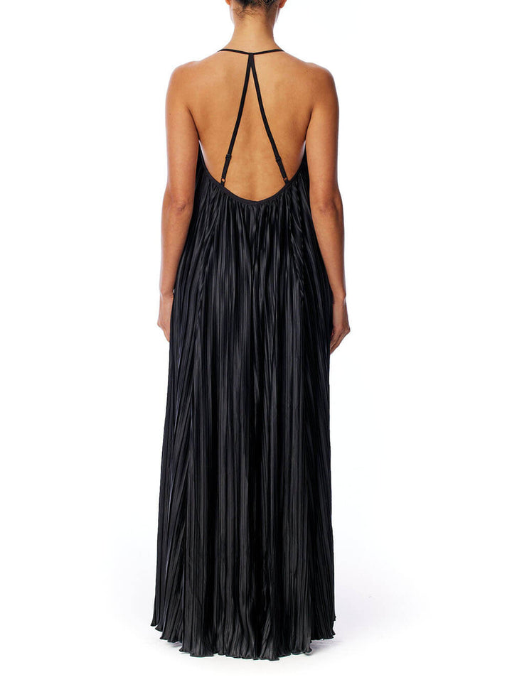 Unique And Fashionable Pleated Suspender Loose Maxi Dress