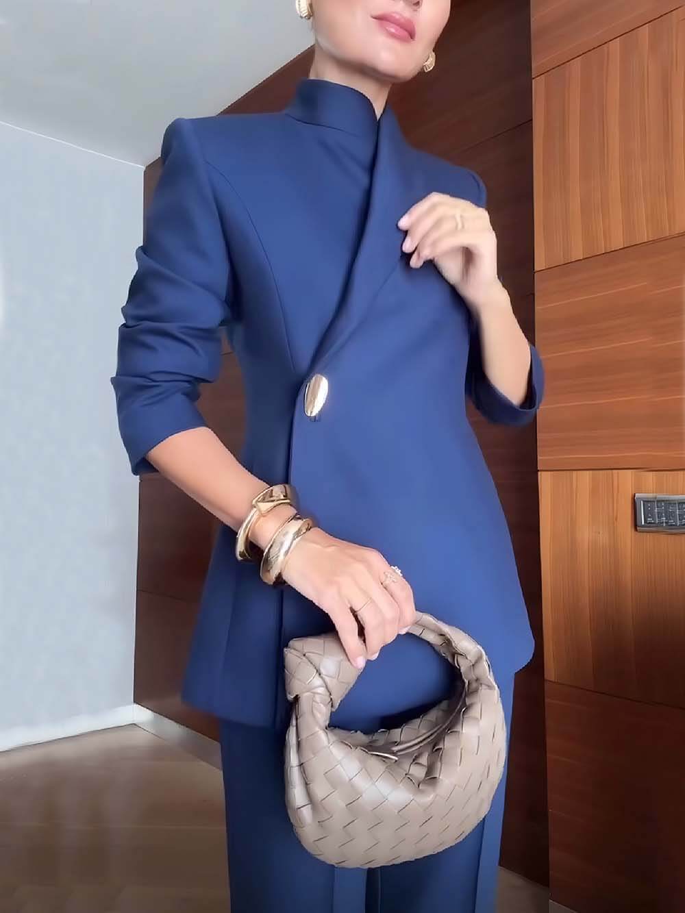 Fashionable High Waist Pocketed Straight Leg Pencil Pants