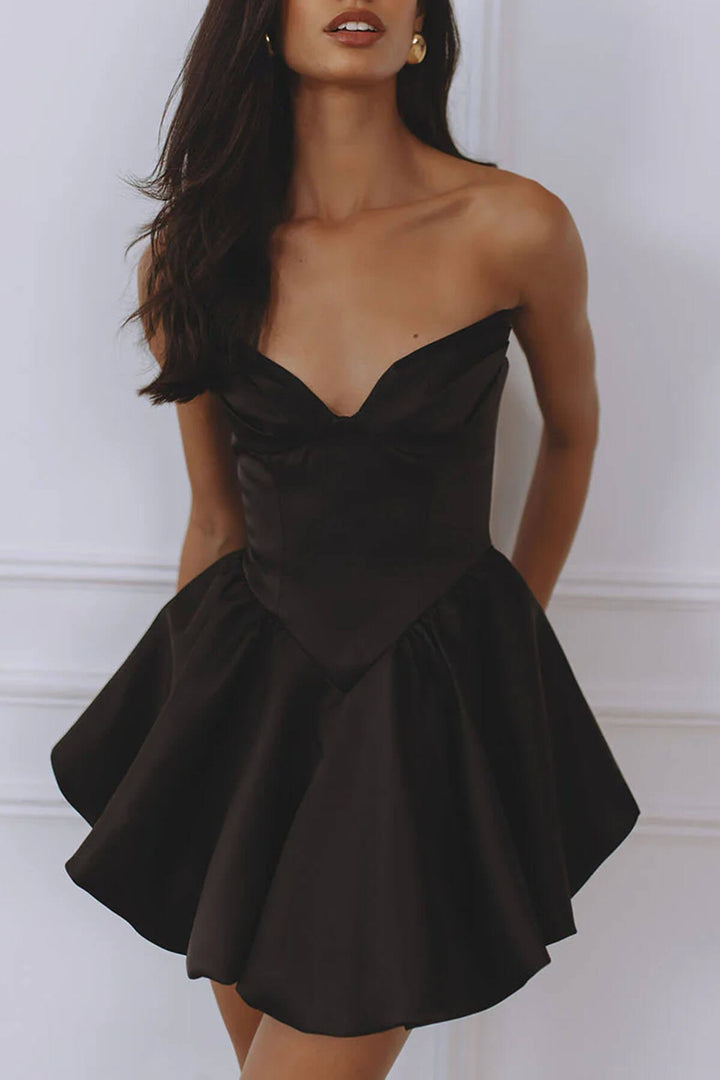 Exquisite Off-Shoulder Puff-Trim Mini Dress