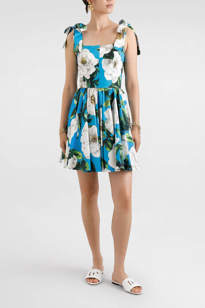 Exquisite Floral Print Corset Mini Dress