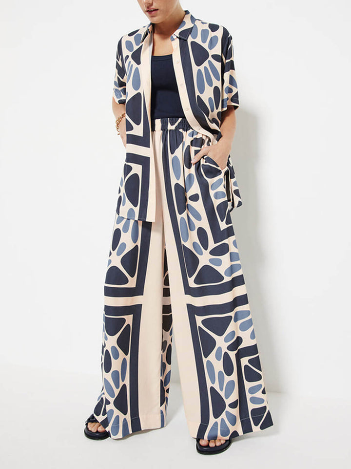 Summer Vacation Style Μοναδικό Ethnic Print Loose Oversized Μπλούζα