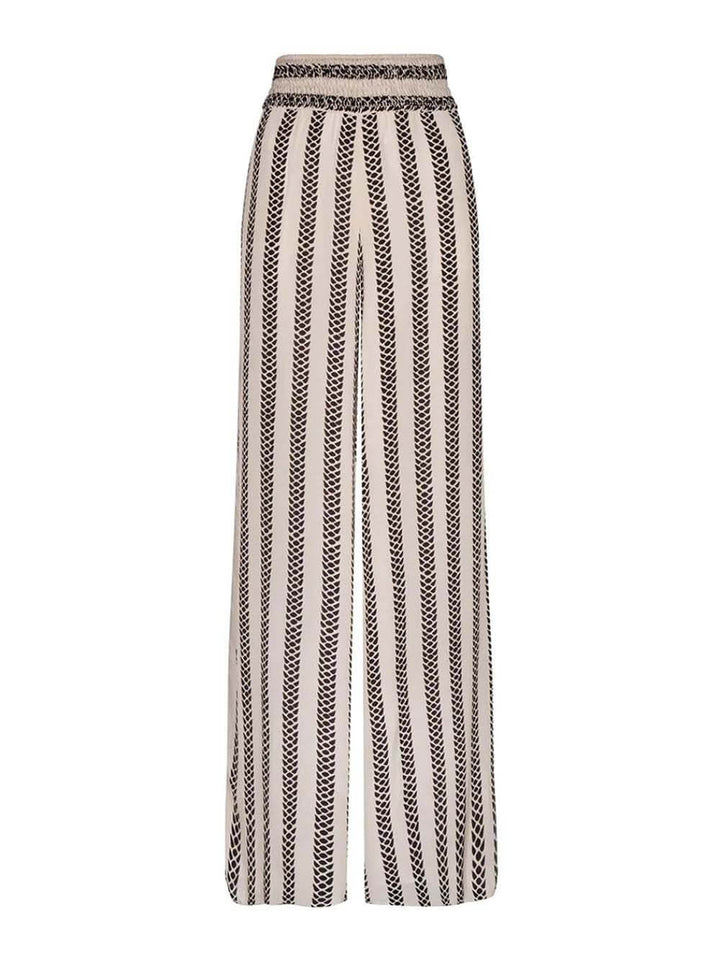 Unique Pleated Waist Snake Print Loose Pocket Wide Leg Pants