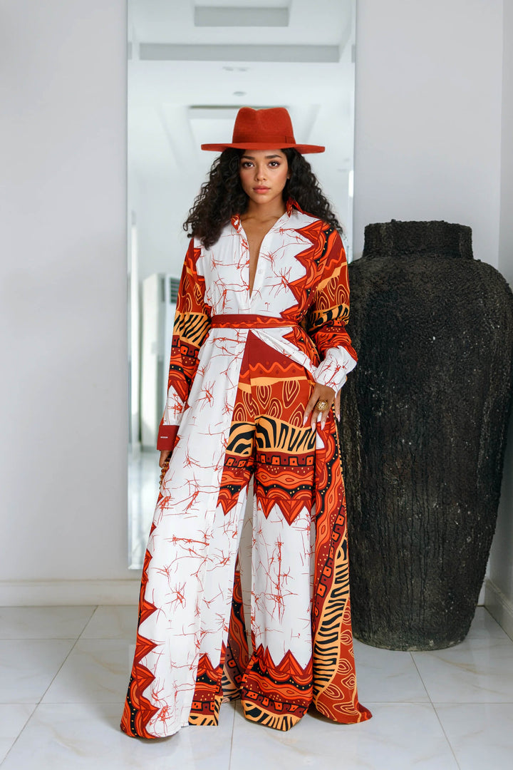 Unique Fashionable Ethnic Print Long Kimono-Style Shirt