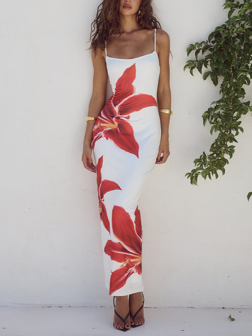 Onvergetelijke maxi-jurk met abstracte bloemenprint