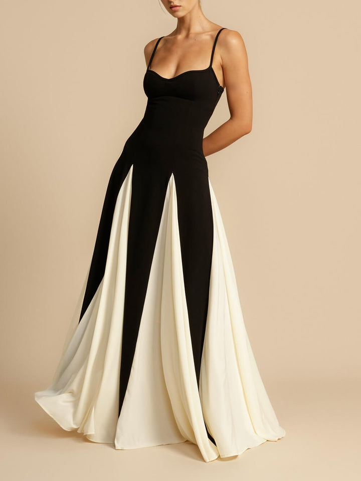 Elegance Paneled Tulle A-line Slip Maxi Dress