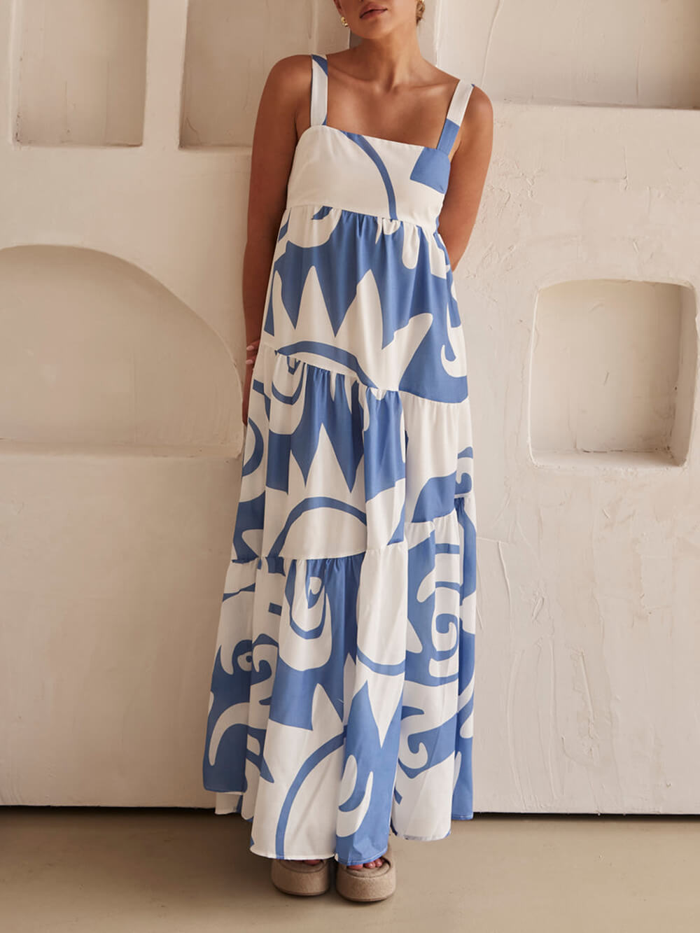 Maxikleid mit geometrischem Print im Bohemian-Stil