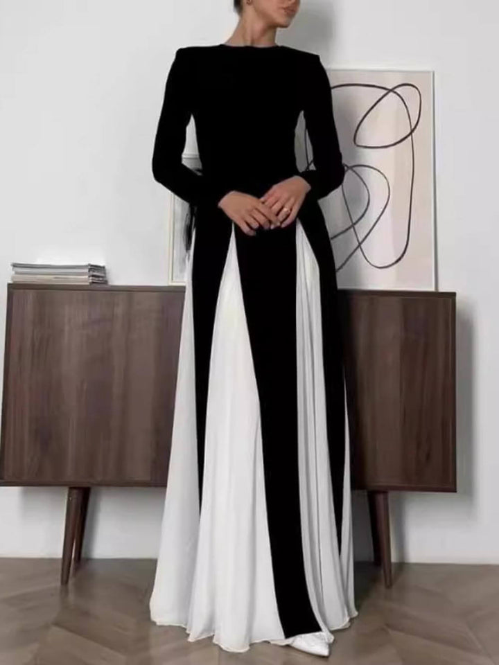 Glamouröses, elegantes, langärmliges A-Linien-Maxikleid aus Tüll mit Einsätzen